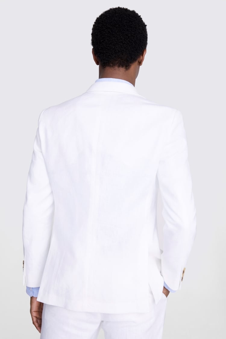 Tailored Fit White Matte Linen Suit