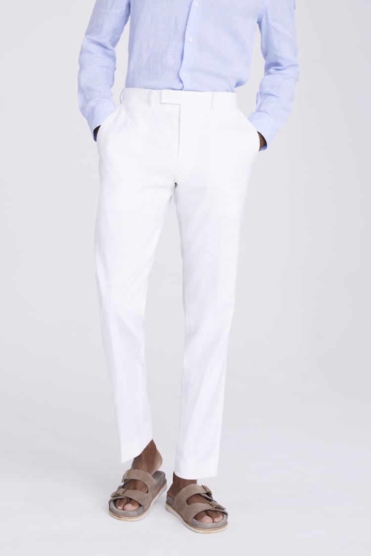 Tailored Fit White Matte Linen Suit