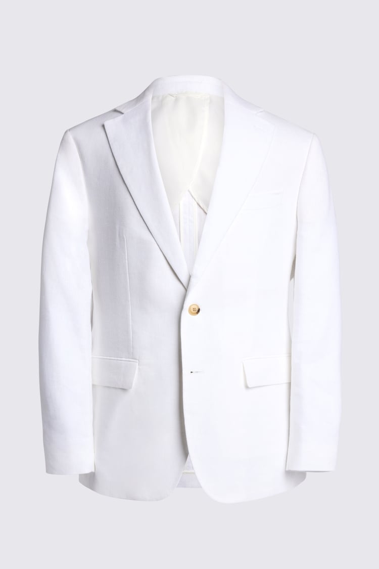 Tailored Fit White Matte Linen Suit