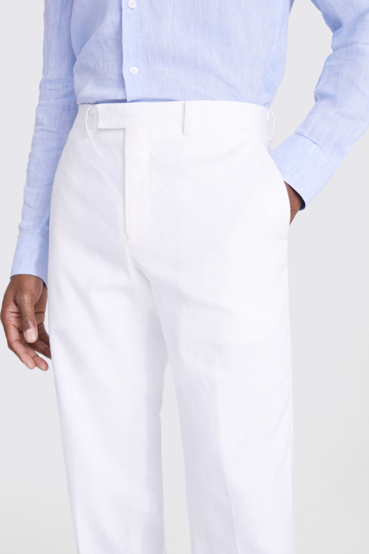 Tailored Matte White Linen Trousers