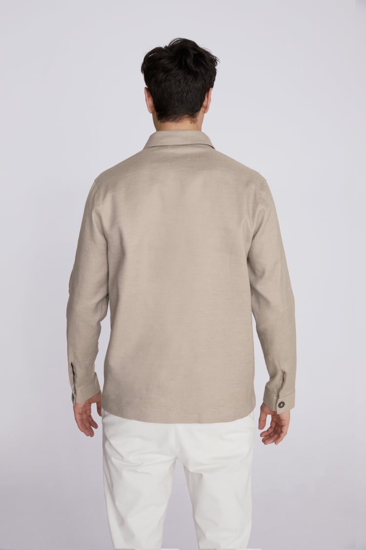 Taupe Twill Linen Safari Shirt | Buy Online at Moss