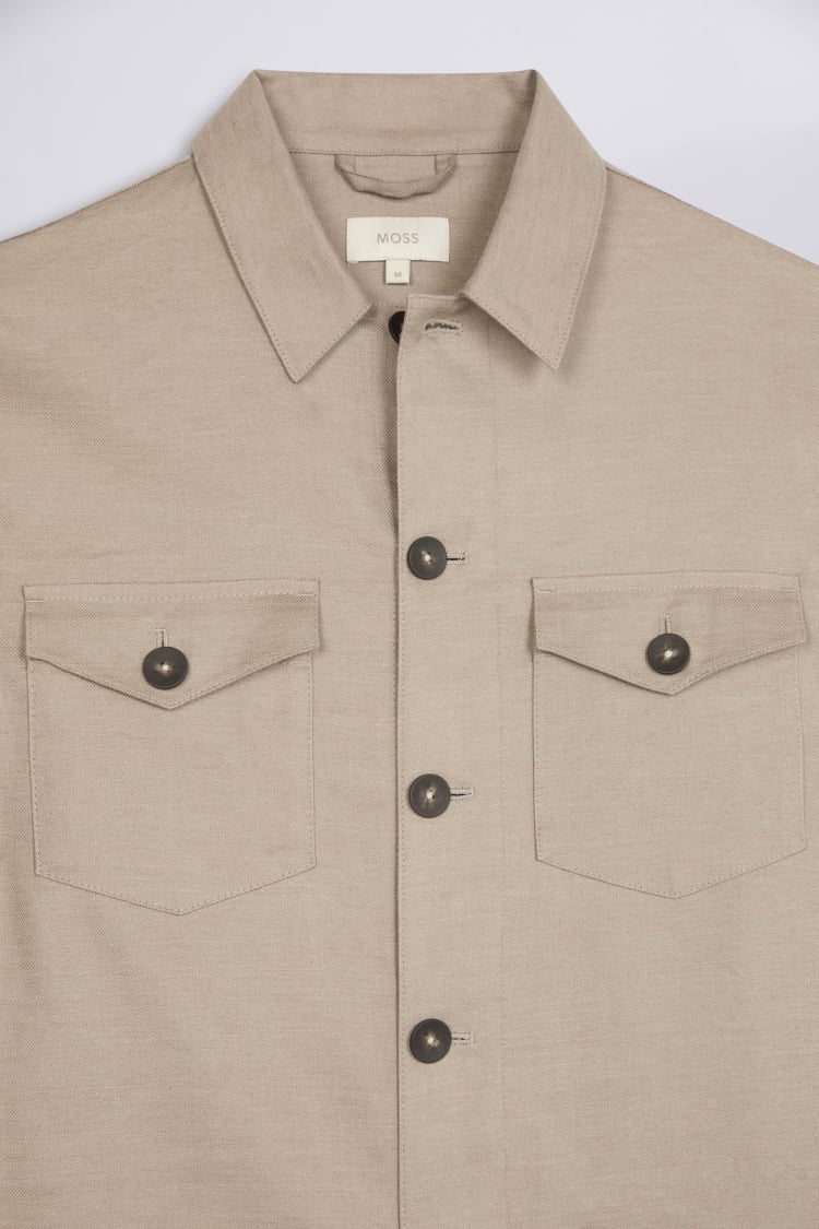 Taupe Twill Linen Safari Shirt 