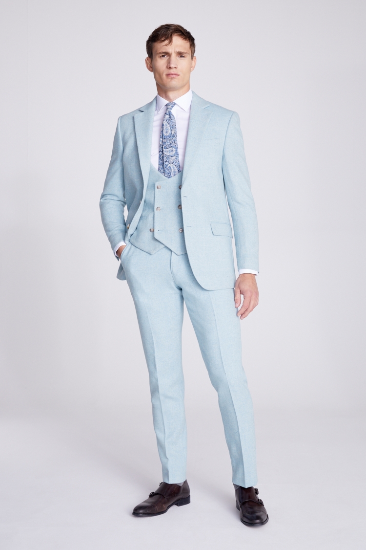 Tailored Fit Light Blue Donegal Suit