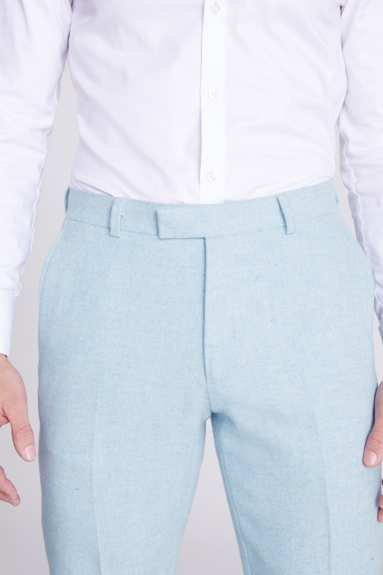 Tailored Fit Light Blue Donegal Trousers