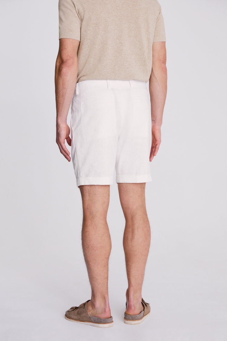 White Matte Linen Casual Shorts