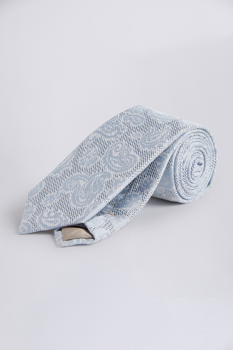 Sky Paisley Grenadine Silk Tie