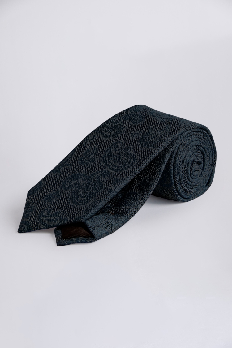 Navy Paisley Grenadine Silk Tie