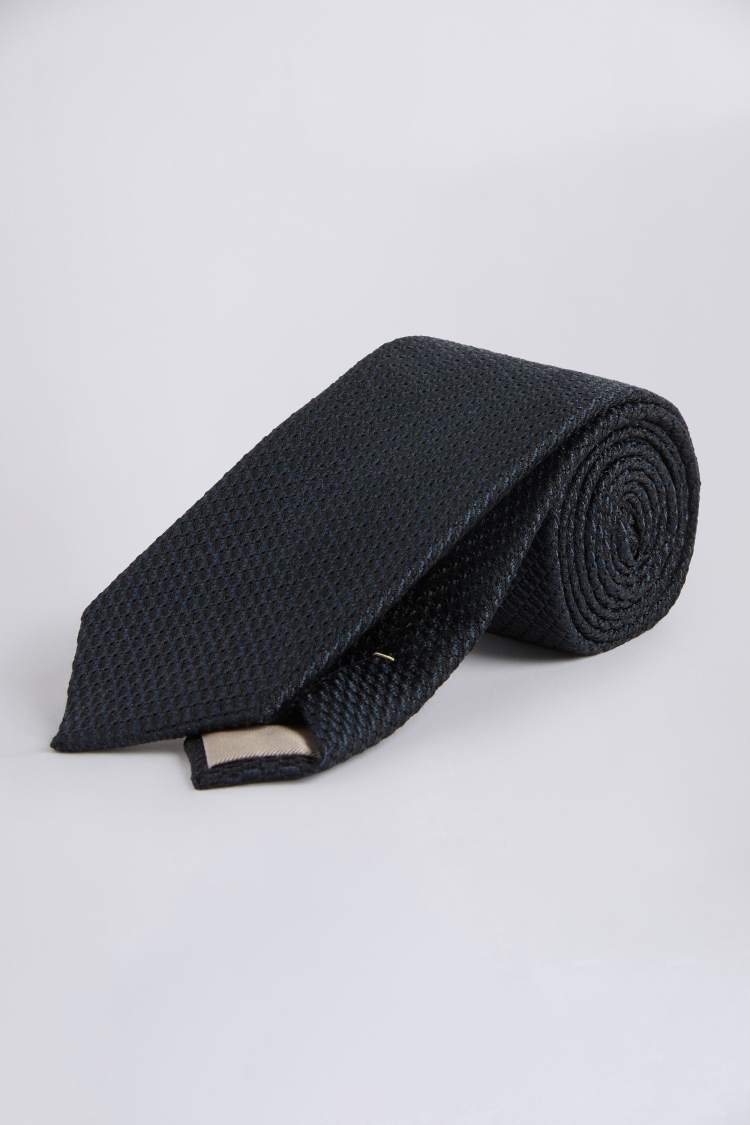 Navy Grenadine Silk Tie