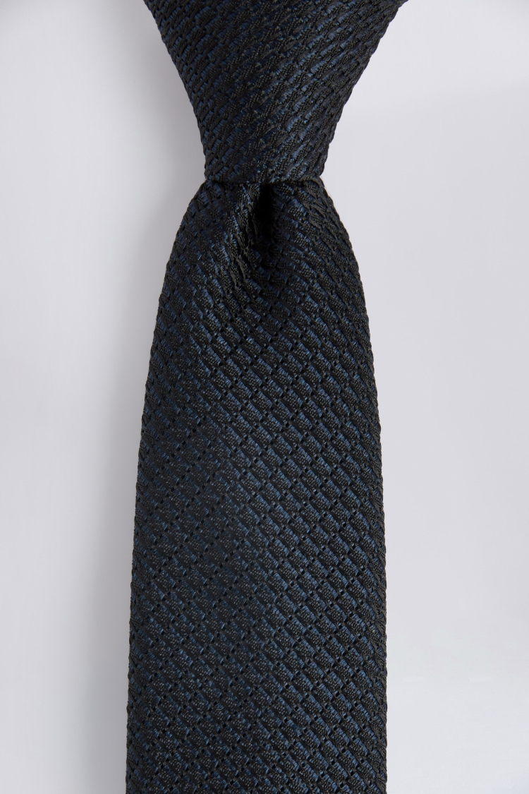 Navy Grenadine Silk Tie