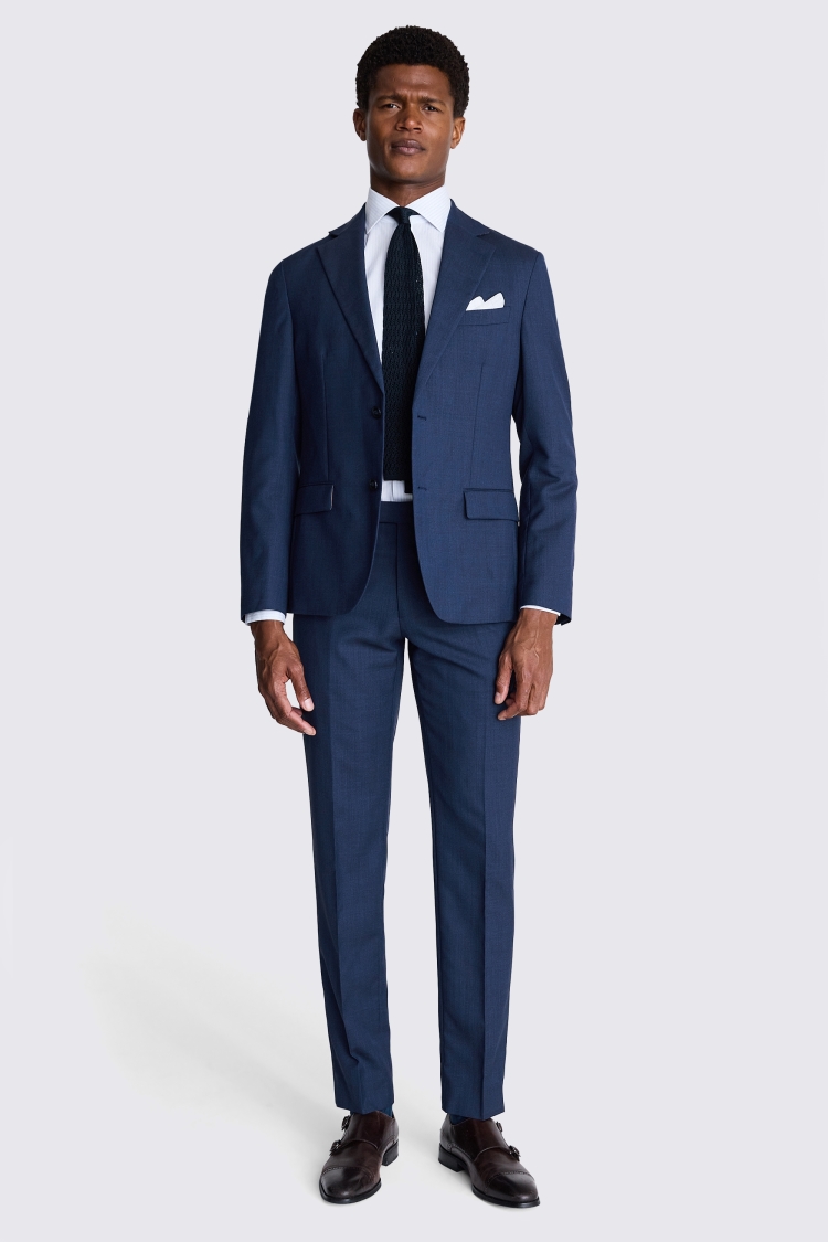 Italian Tailored Fit Blue Half Lined Jacket