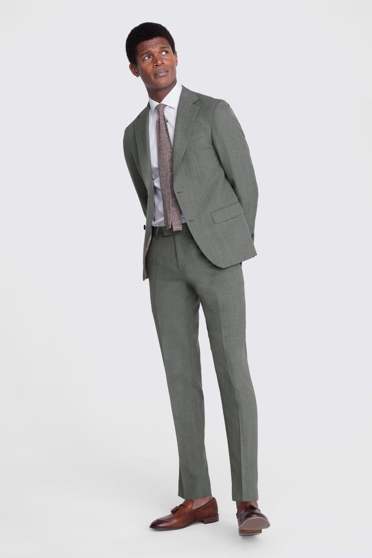 Italian Tailored Fit Sage Half Lined Jacket 