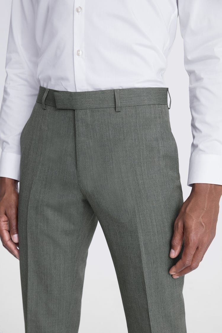 Italian Tailored Fit Sage Half Lined Trousers