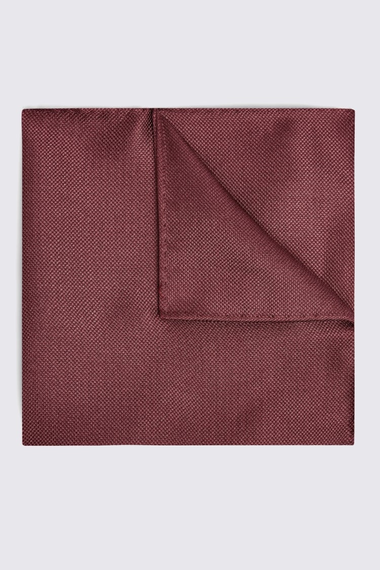 Burgundy Silk Oxford Pocket Square