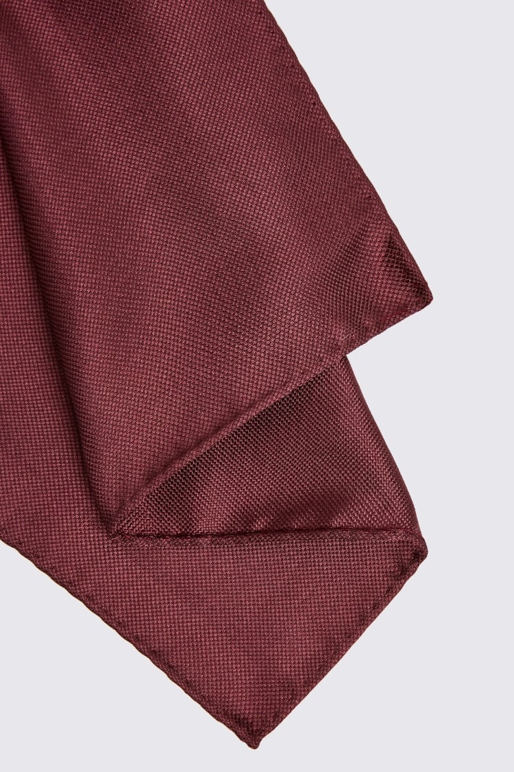 Burgundy Silk Oxford Pocket Square