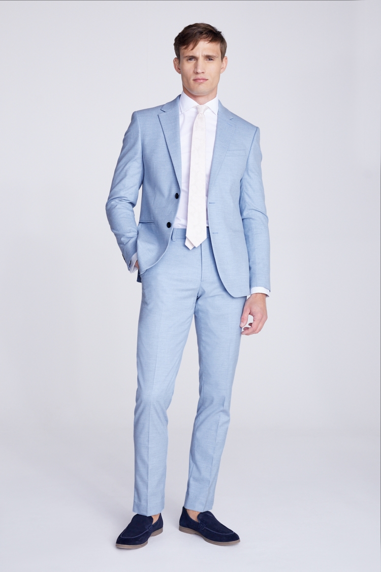 Slim Fit Light Blue Flannel Suit