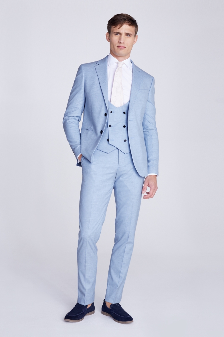Slim Fit Light Blue Flannel Suit