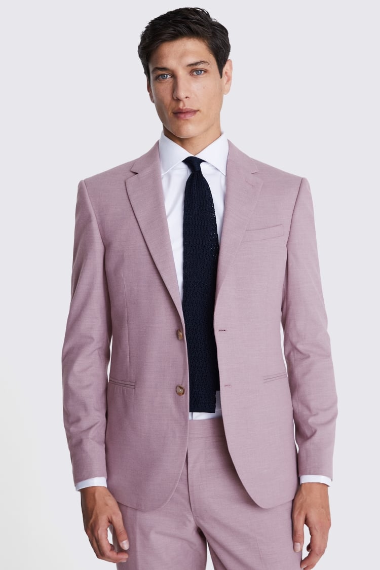 2-Piece Slim Fit Casual Pink Suit -Cloudstyle