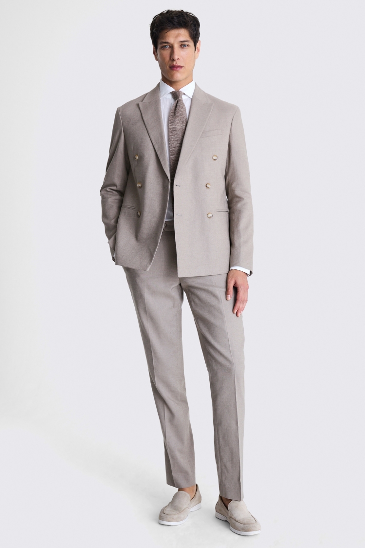 Slim Fit Taupe Matte Linen Jacket 