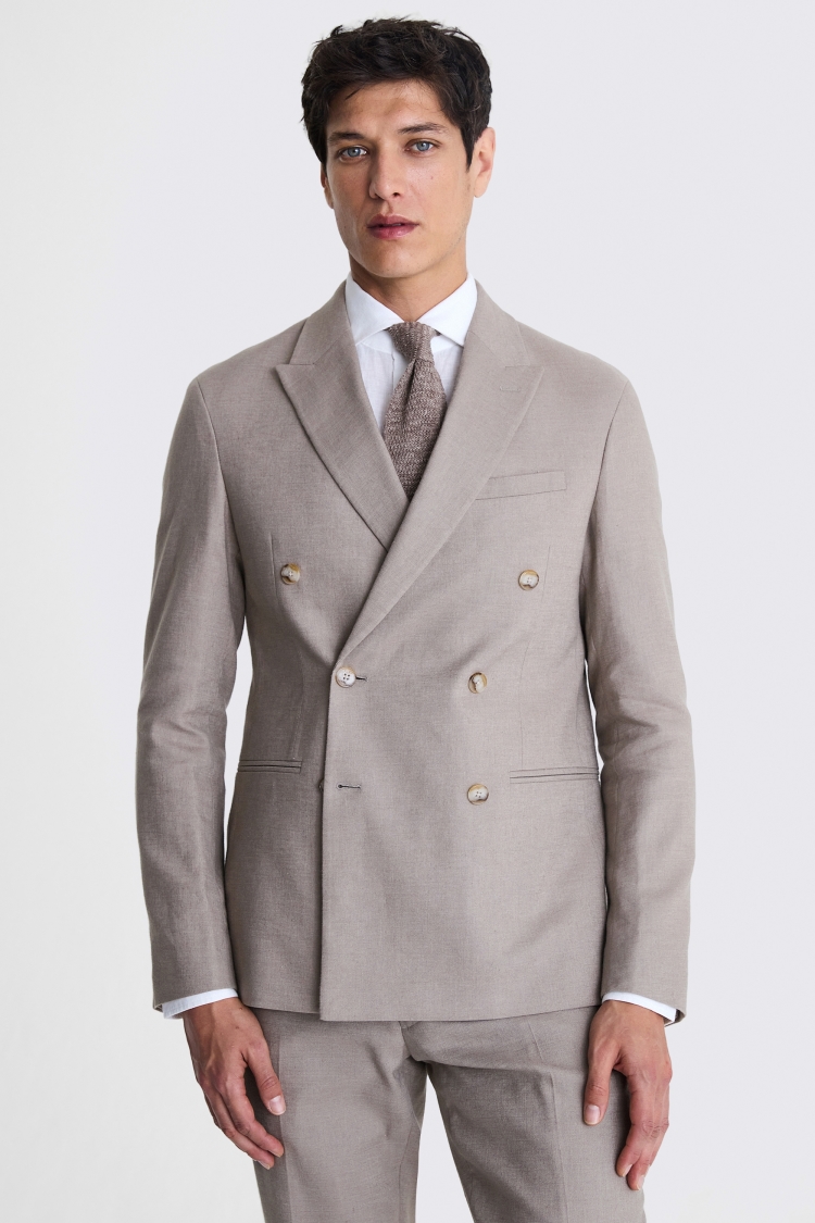 Slim Fit Taupe Matte Linen Jacket 