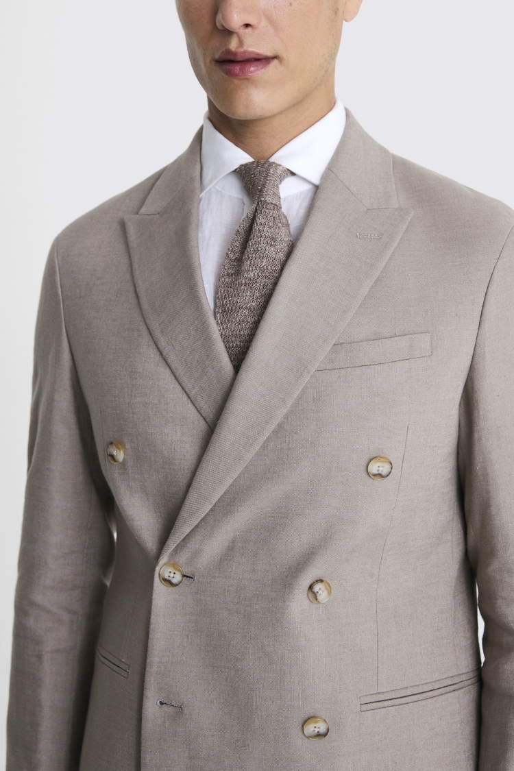 Slim Fit Taupe Matte Linen Suit