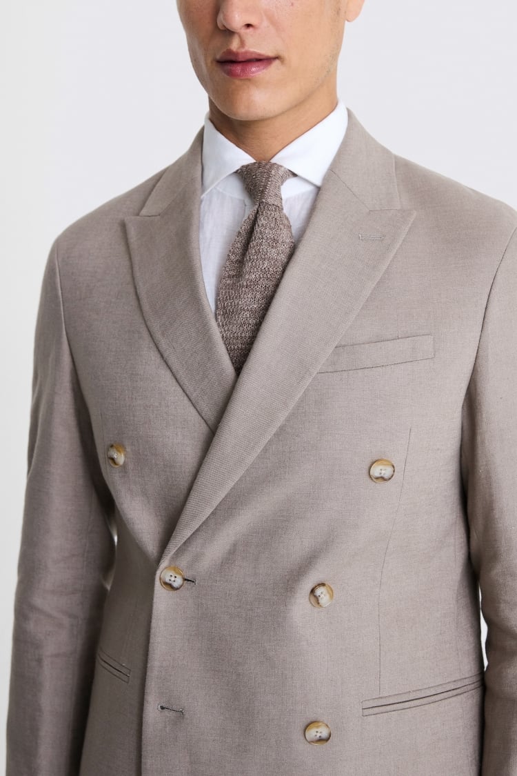 Slim Fit Taupe Matte Linen Suit