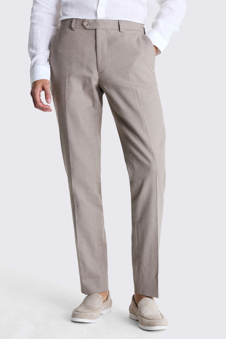 Slim Fit Taupe Matte Linen Jacket 