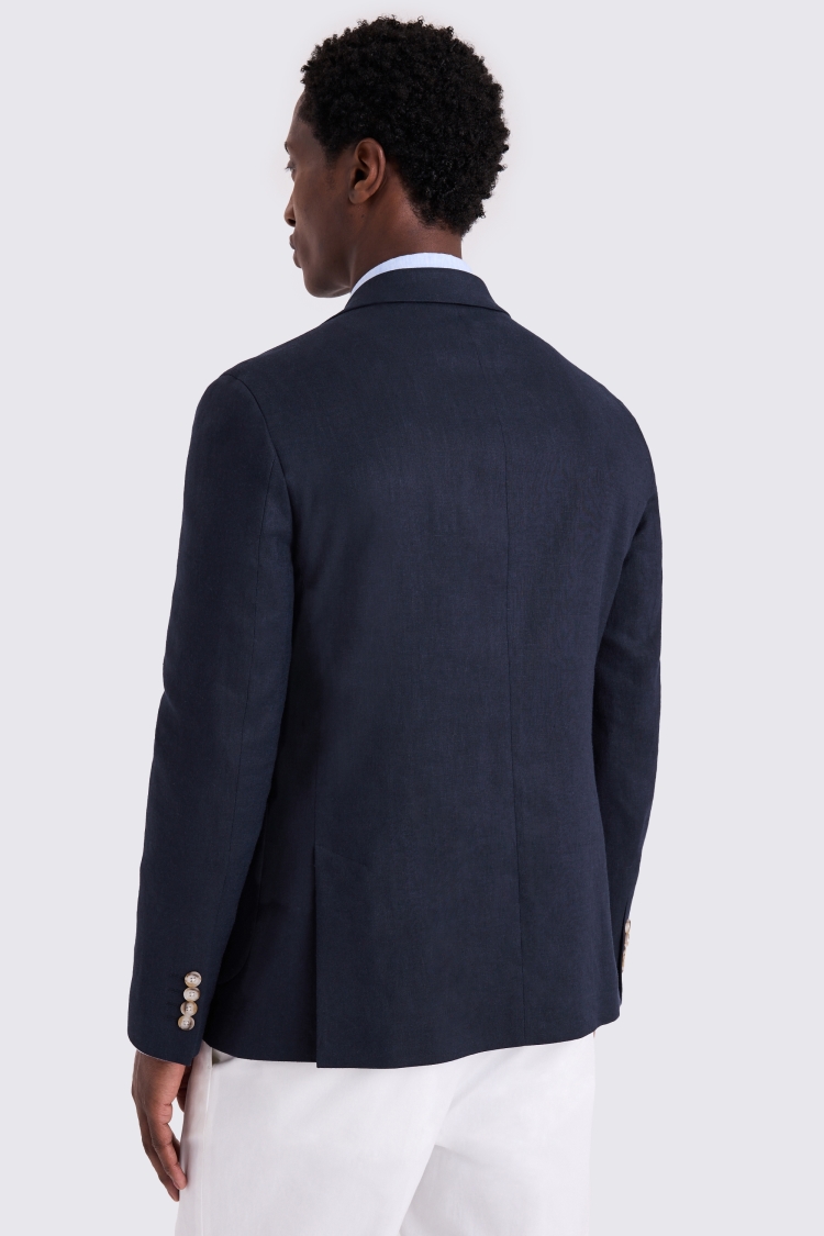 Slim Fit Navy Matte Linen Jacket | Buy Online at Moss