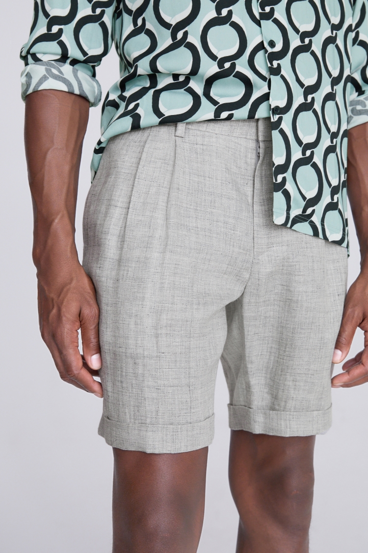Light Grey Linen Casual Shorts