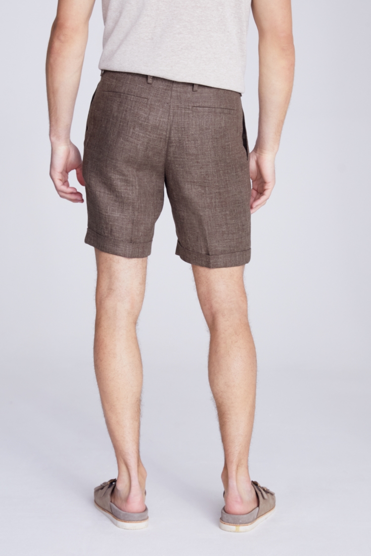 Brown Linen Casual Shorts