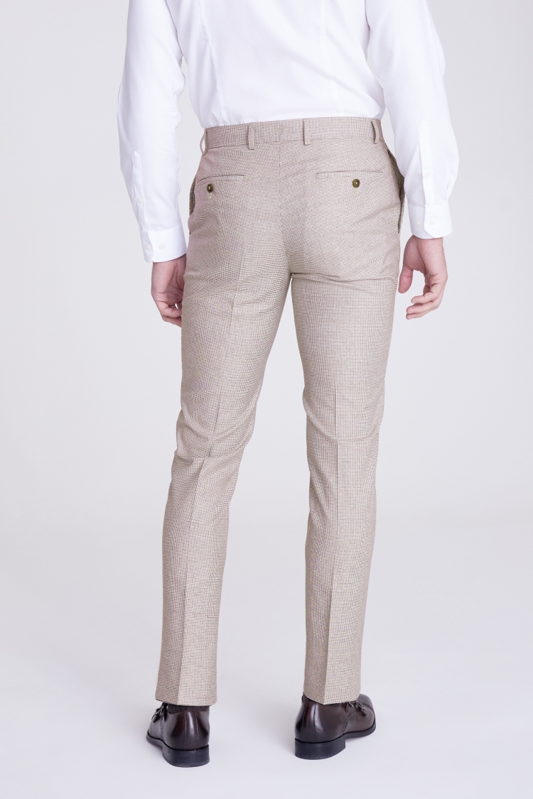 Italian Slim Fit Guabello Taupe Puppytooth Trousers 
