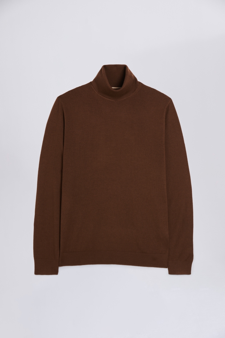 Chestnut Merino Roll-Neck Jumper