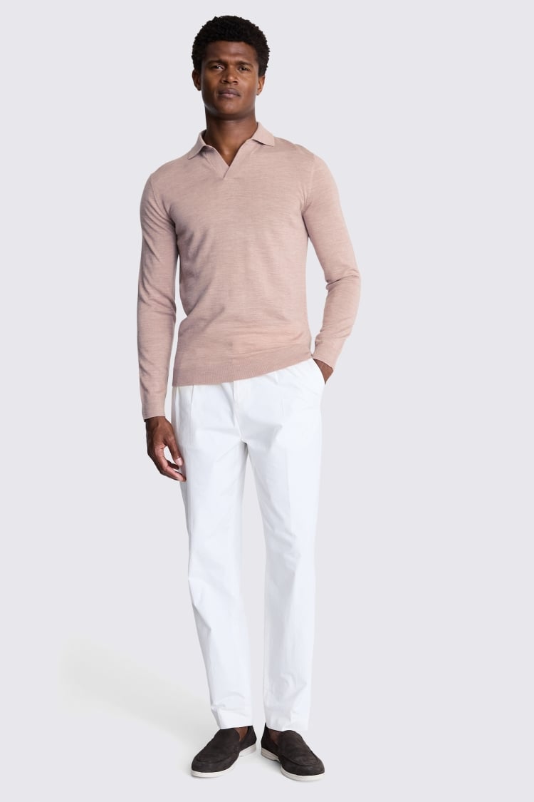 Light Pink Merino Skipper Polo