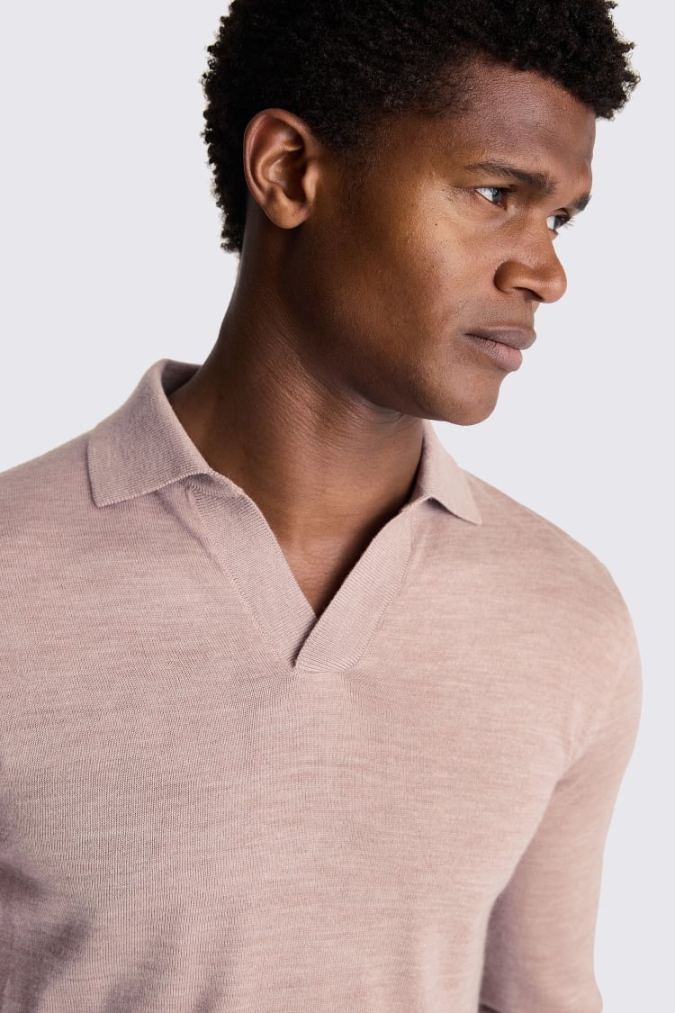 Light Pink Merino Skipper Polo