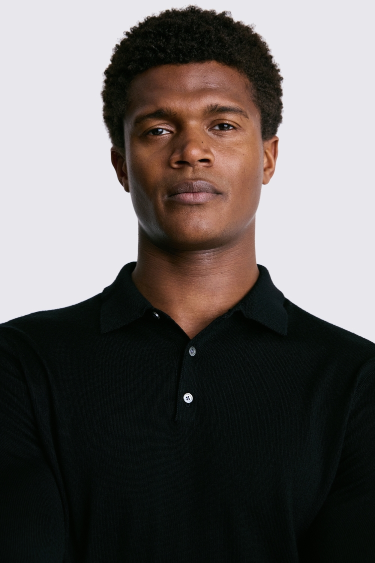 Black merino polo best sale