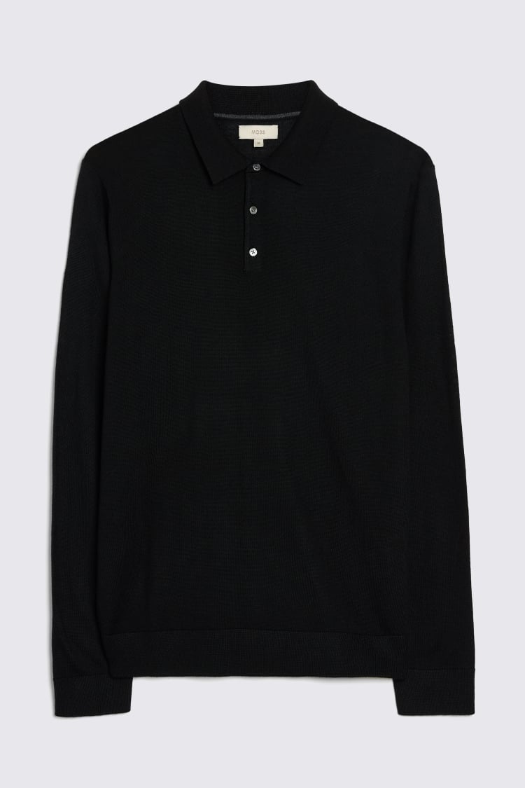 Black Merino Polo Shirt