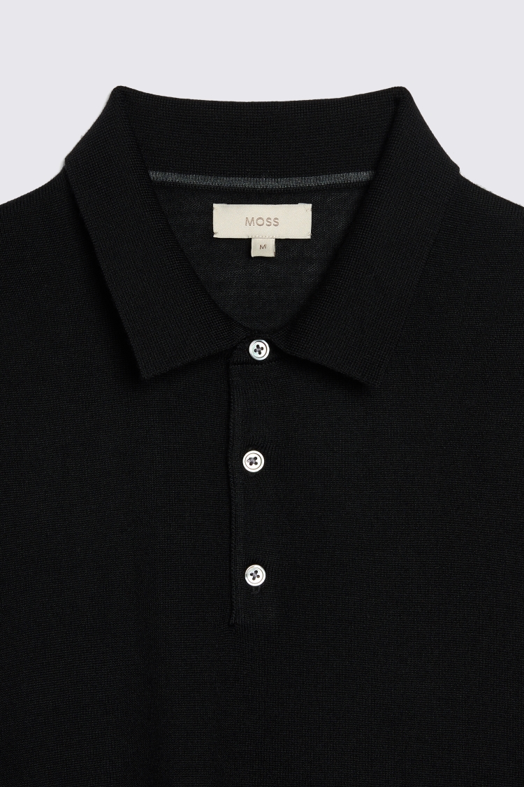 Black Merino Polo Shirt