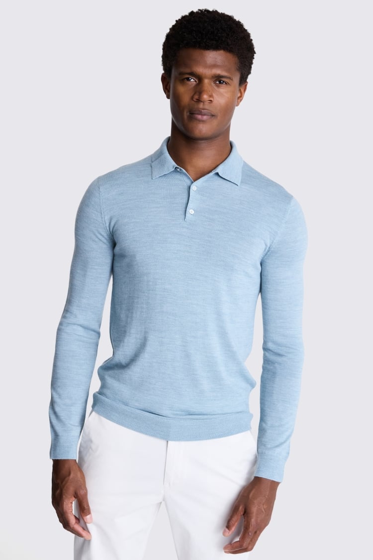 Light Teal Merino Polo Shirt