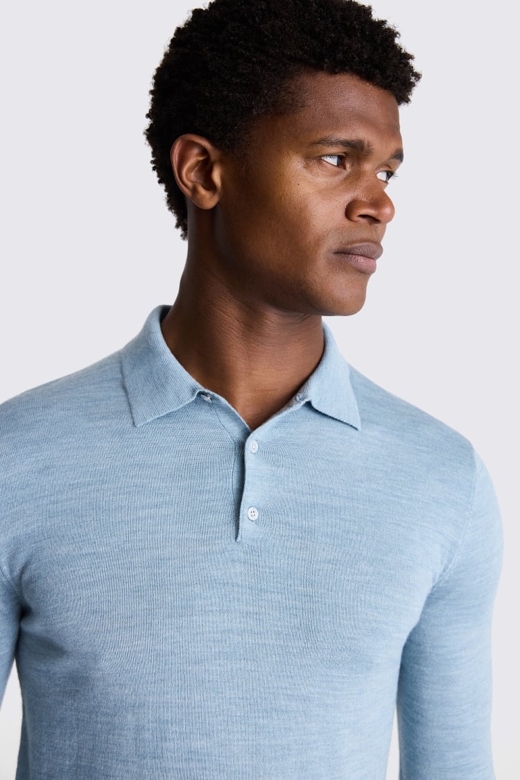 Light Teal Merino Polo Shirt