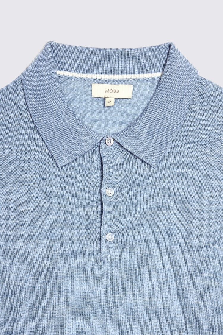 Light Teal Merino Polo Shirt