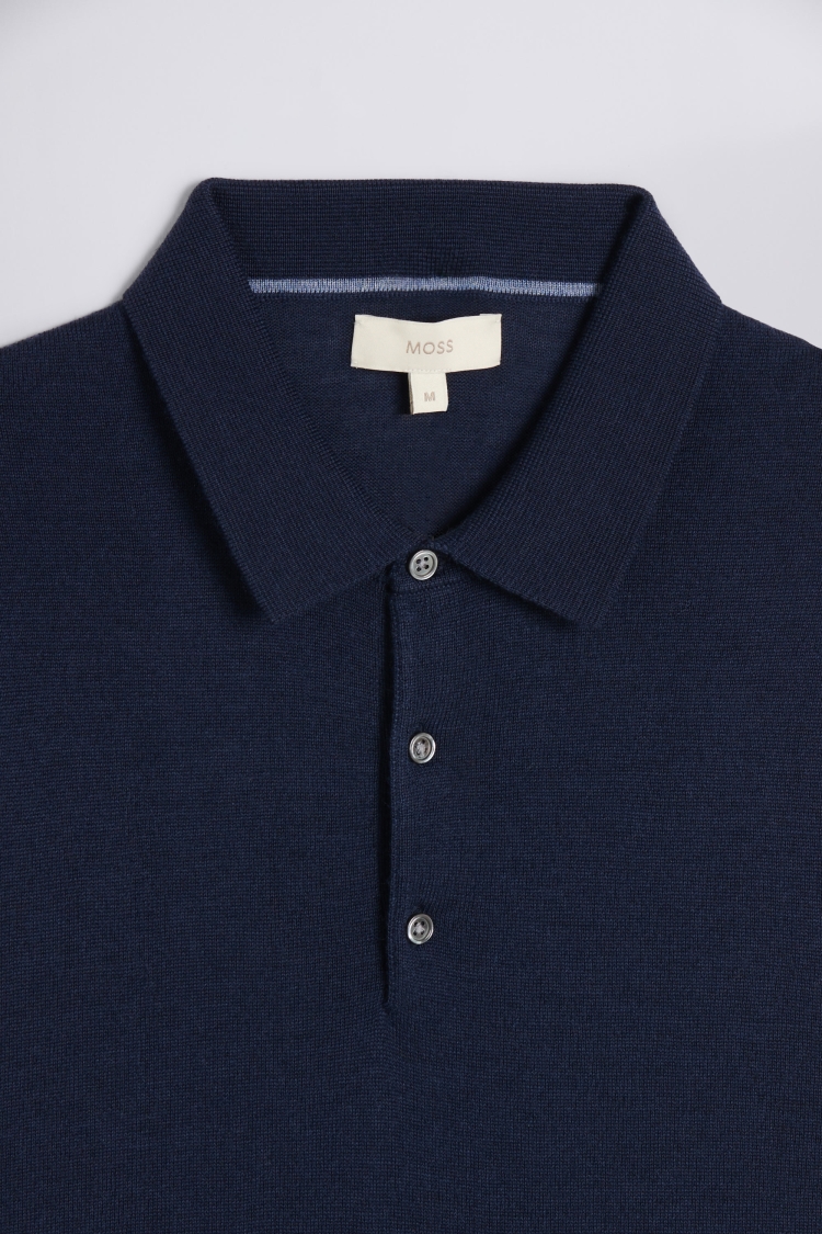 Dark Blue Merino Polo Shirt | Buy Online at Moss