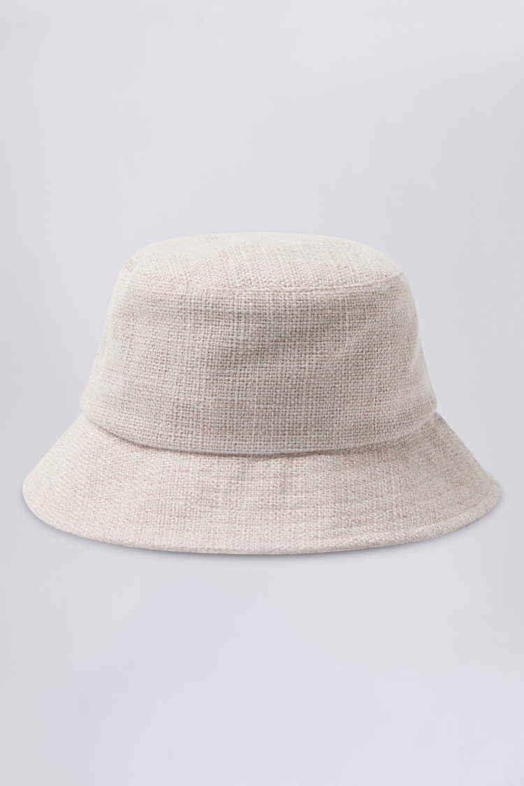 Beige Bouclé Bucket Hat