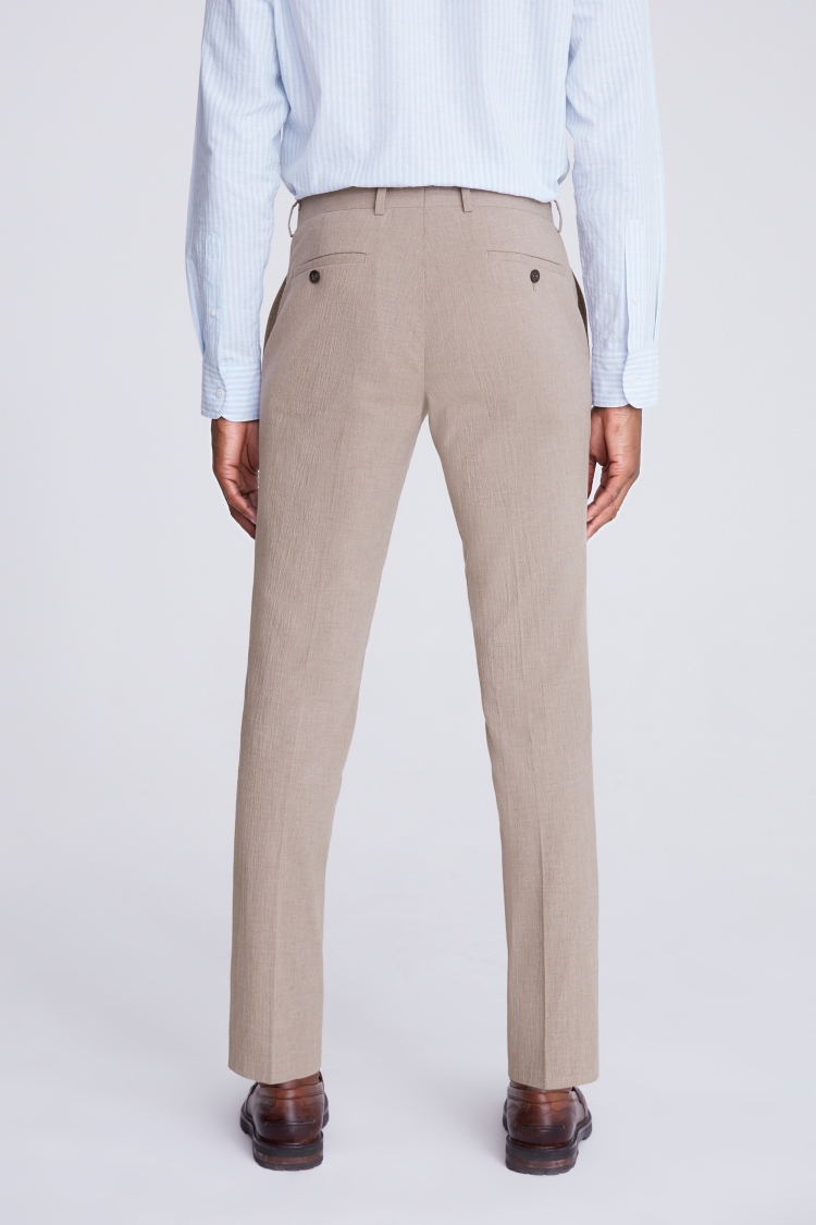 Slim Fit Taupe Seersucker Trousers | Buy Online at Moss