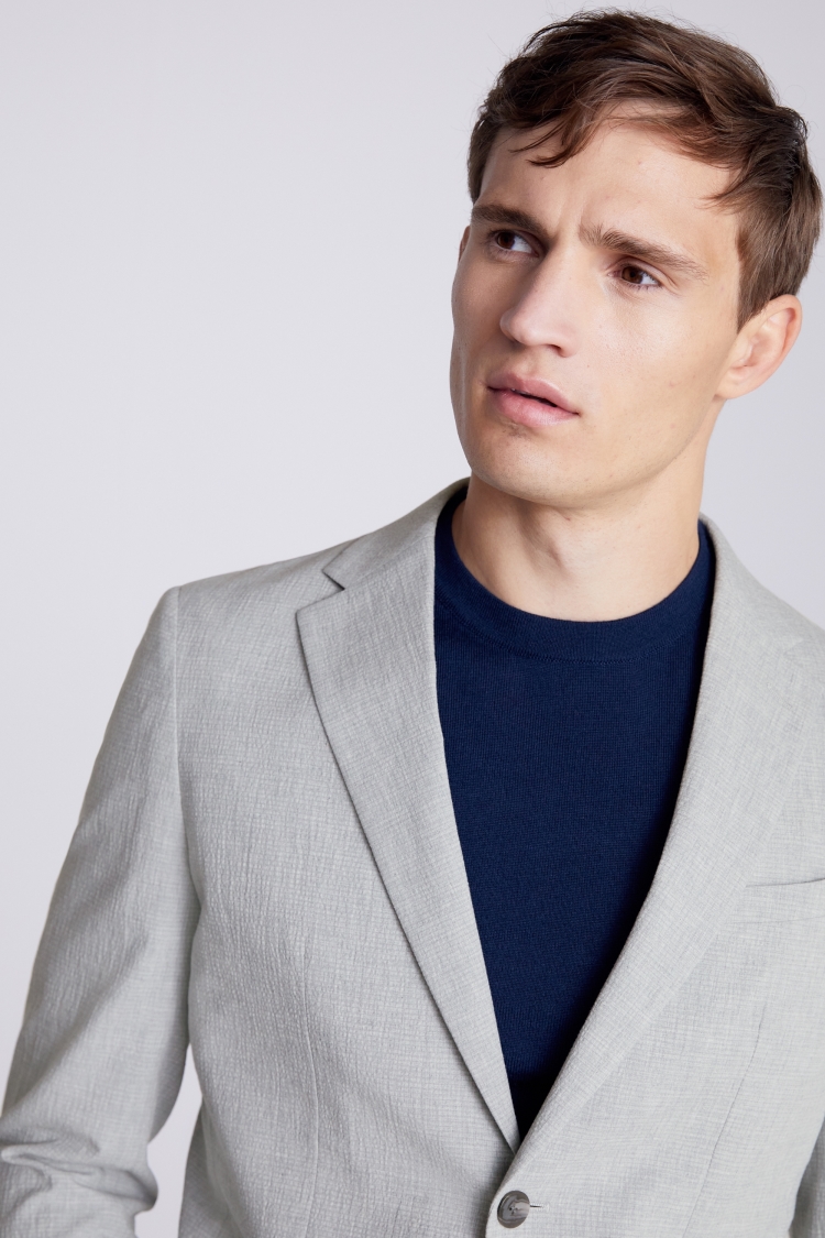Slim Fit Light Grey Marl Seersucker Jacket | Buy Online at Moss