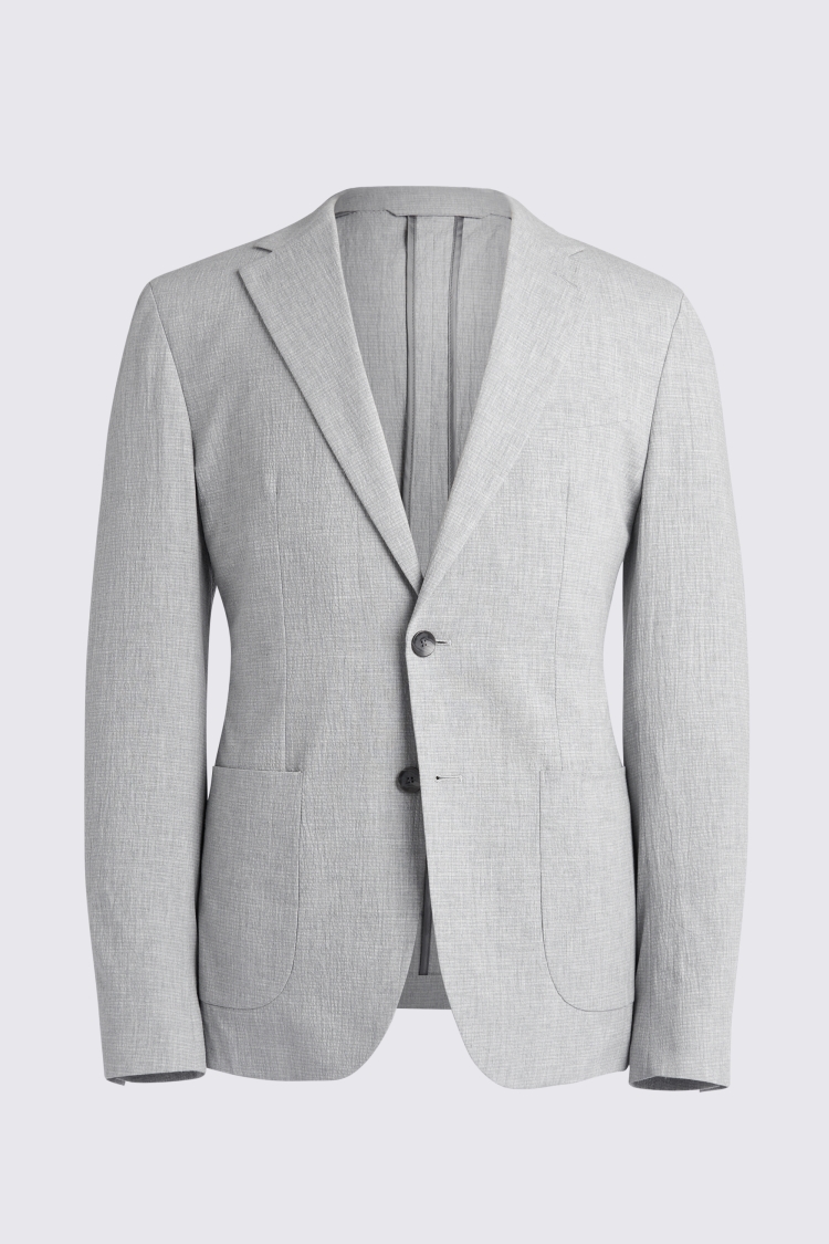 Slim Fit Light Grey Marl Seersucker Suit