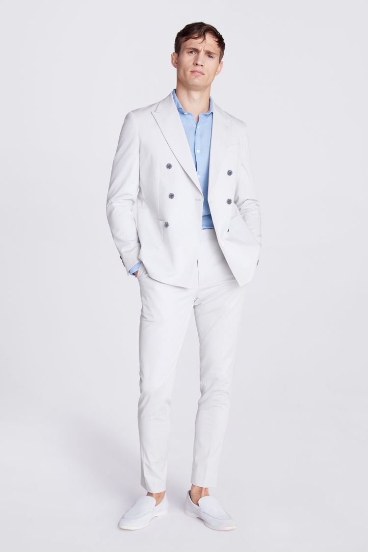 Slim Fit Light Grey Cotton Suit