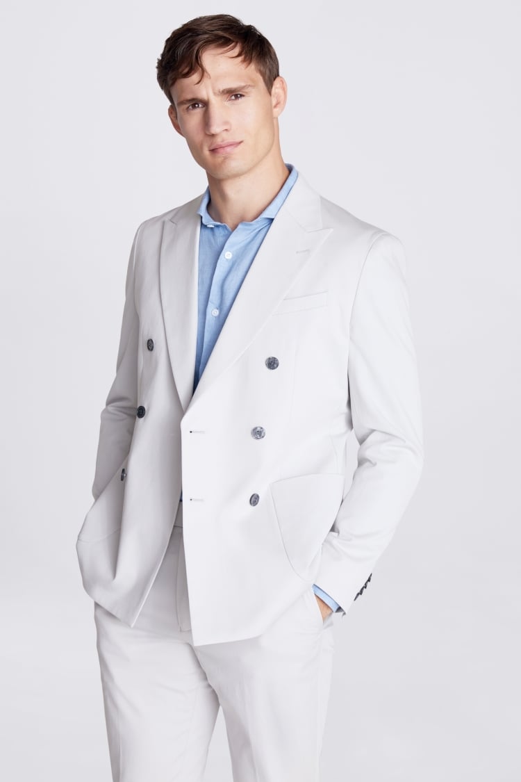Slim Fit Light Grey Cotton Suit