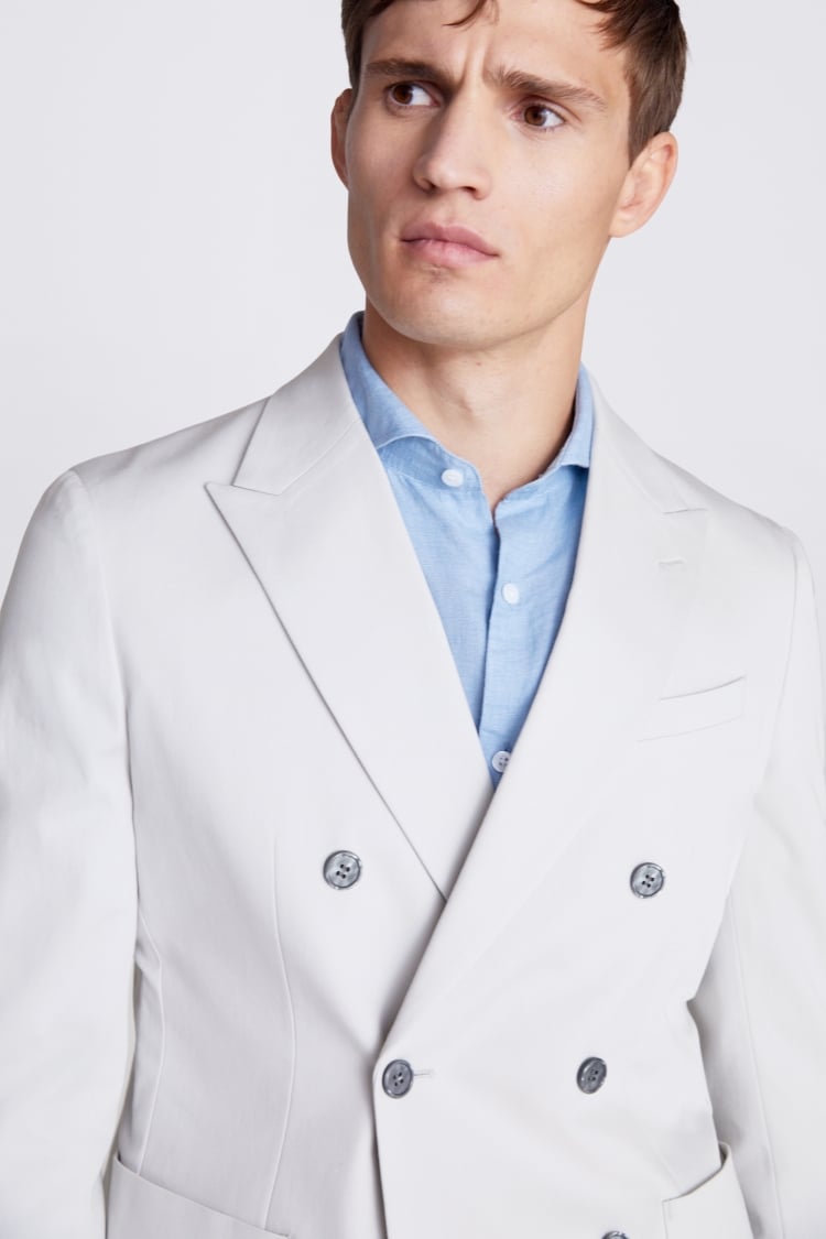 Slim Fit Light Grey Cotton Jacket