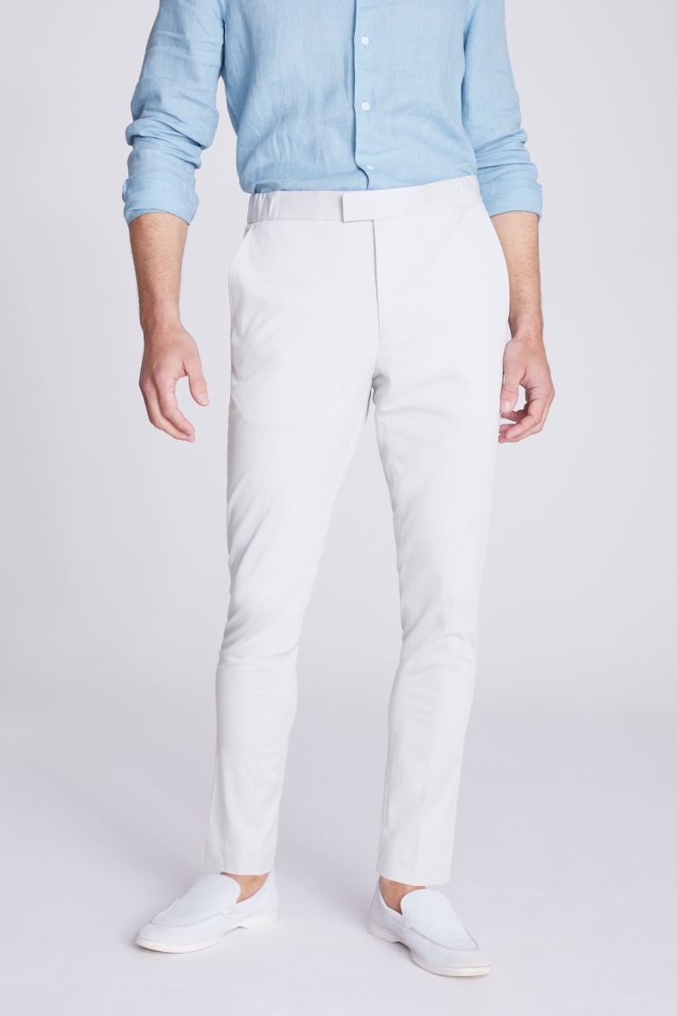 Slim Fit Light Grey Cotton Pants