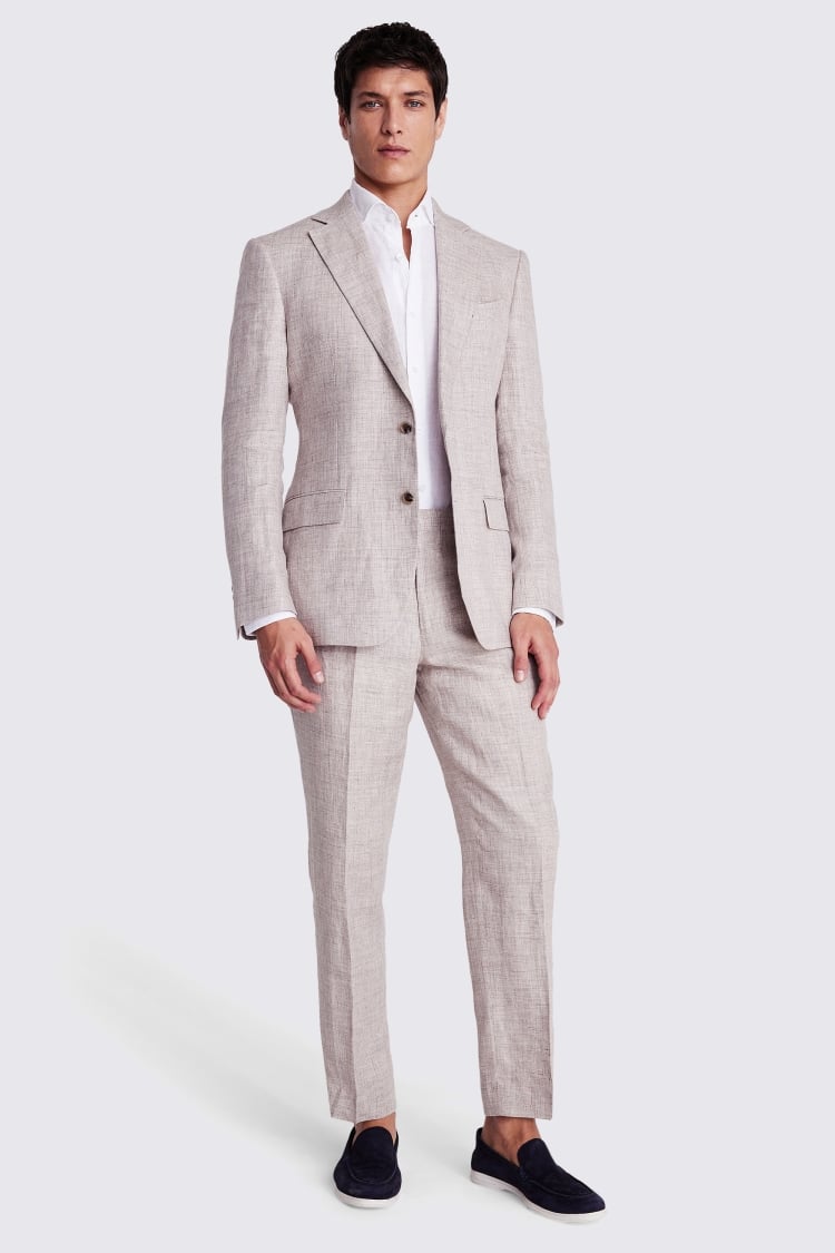 Regular Fit Oatmeal Linen Suit