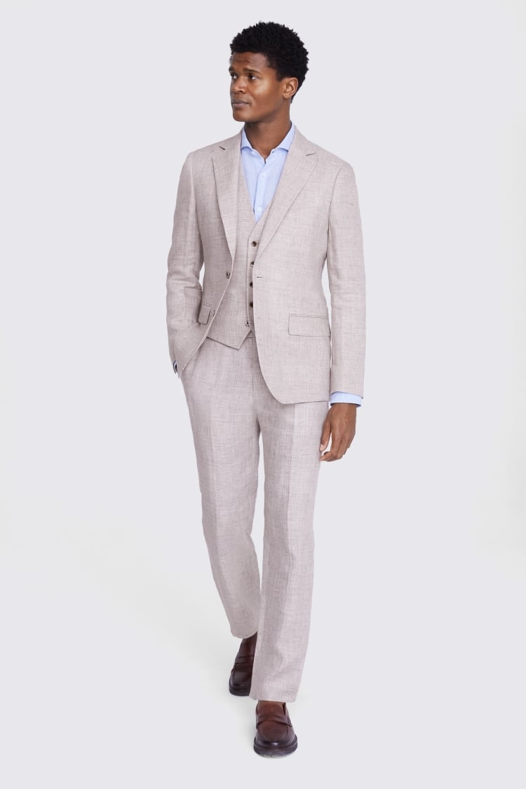Regular Fit Oatmeal Linen Suit